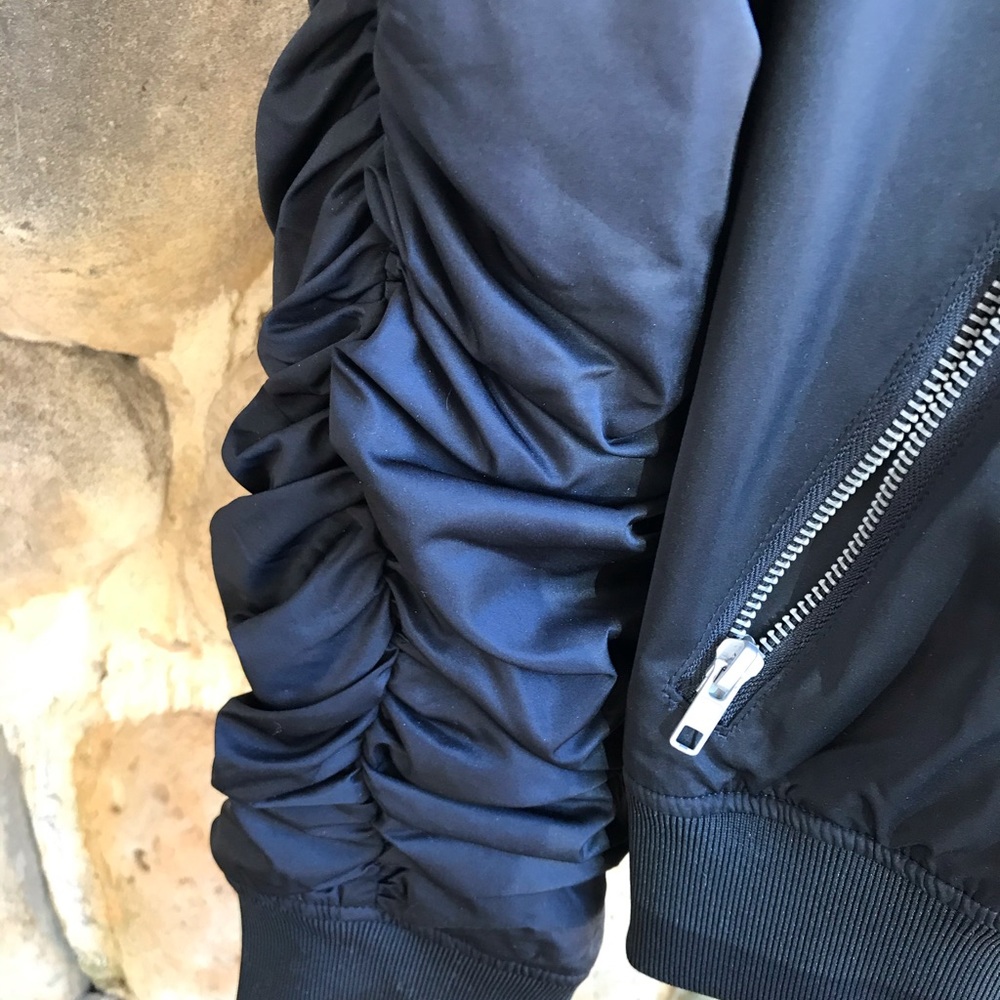 🆕 NANA JUDY Unisex Black Bomber Jacket; Parachute w/ Silver- tone - Picture 4 of 7